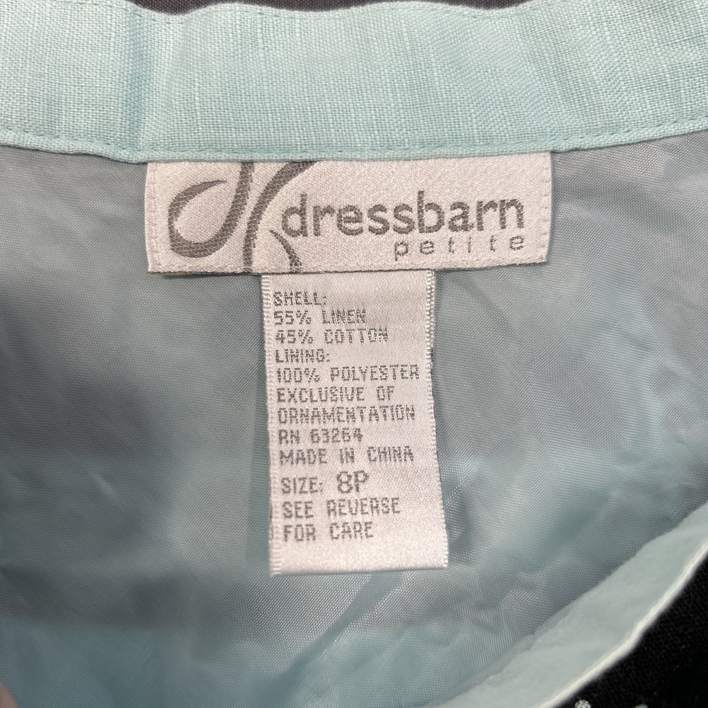 Dressbarn light blue A-line skirt features a black and Blue 8P - Picture 3 of 7